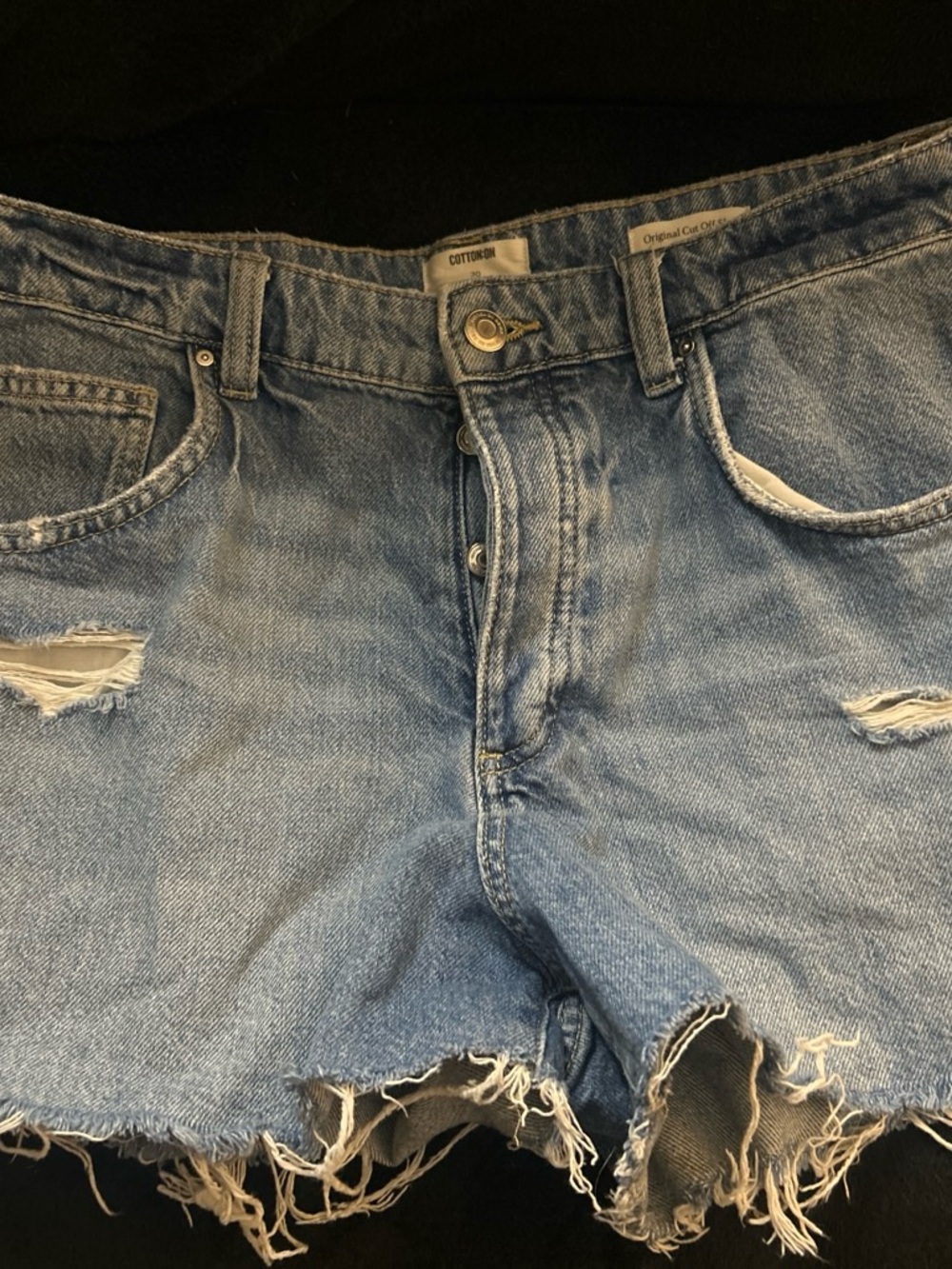 Cotton On Light Blue Denim Shorts with Frayed Waist Detail